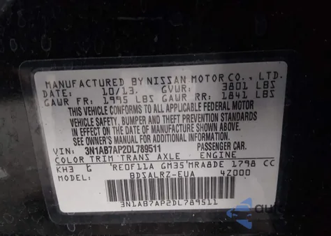 2013 Nissan Sentra Sr из США, поврежденный, VIN 3N1AB7AP2DL789511